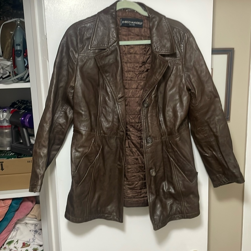Enrico Mandelli brown leather jacket